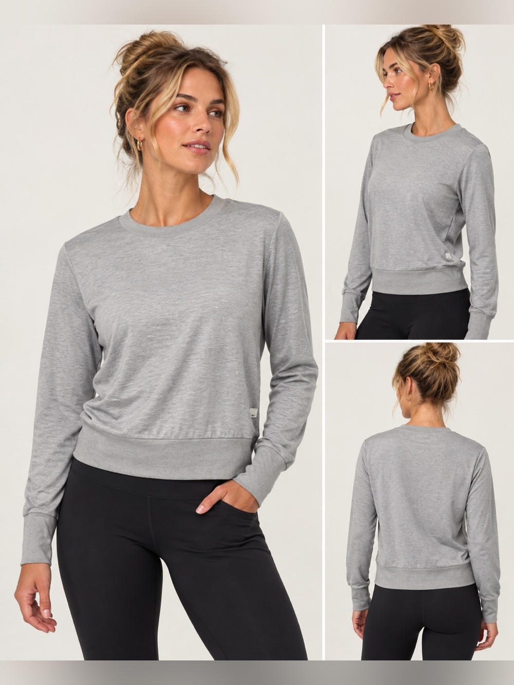 Vuori Daydream Light Gray Women's Crewneck Long-Sleeve Top